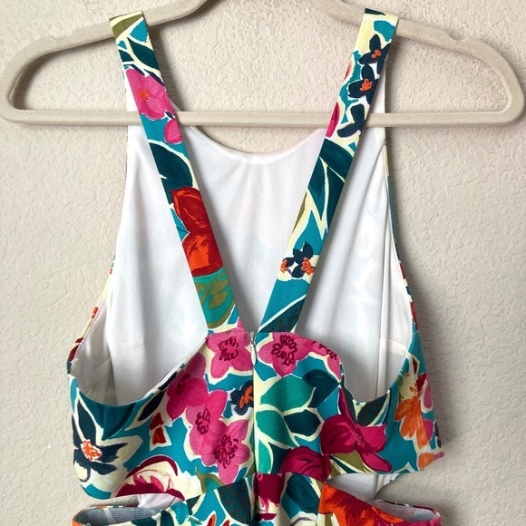Zara Bold Tropical Floral Sleeveless Cut Out Skort Romper Mini Dress - Picture 9 of 15